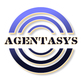 AGENTASYS logo with gold and navy circular arcs around bold black text