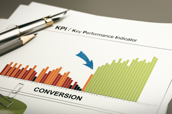 KPI chart showing increased conversions with upward trend | CMO Media Lab