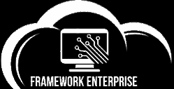 White cloud and computer graphic with circuit board design; Framework Enterprise text.