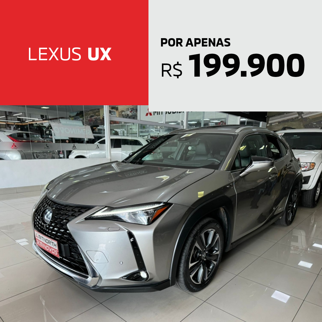 Um lexus ux cinza está em um showroom