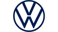 Um logotipo azul da VW em um círculo sobre um fundo branco.
