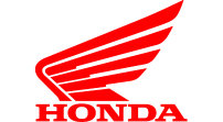 Um logotipo vermelho da Honda com uma asa em um fundo branco.