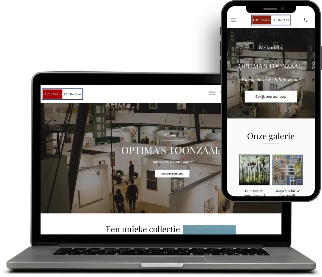 screenshot website van Optima's toonzaal