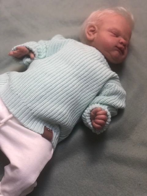 Grof gebreid mintgroen, katoenen trui voor baby, maat 62