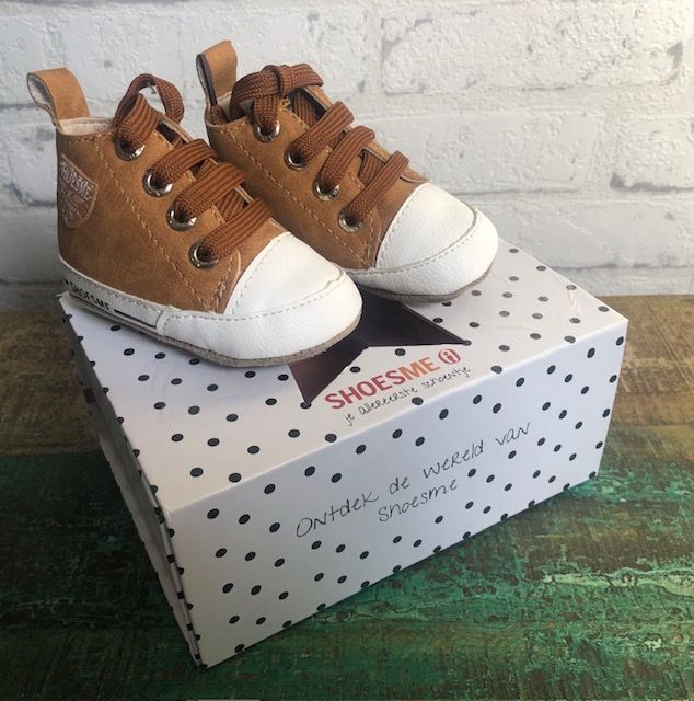 Shoesme, cognac, babyschoentjes met veters maat 18