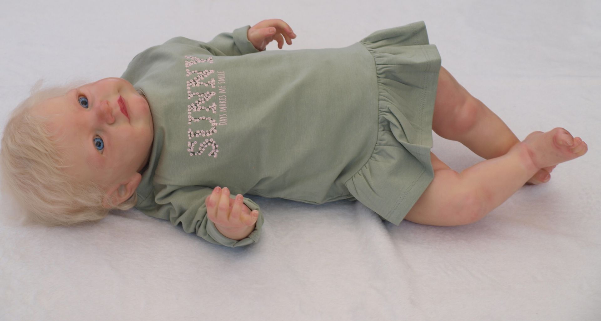 Leuk meisjes tuniekje, groen met lange mouw, voor zomer en winter, 4-6 maanden baby,