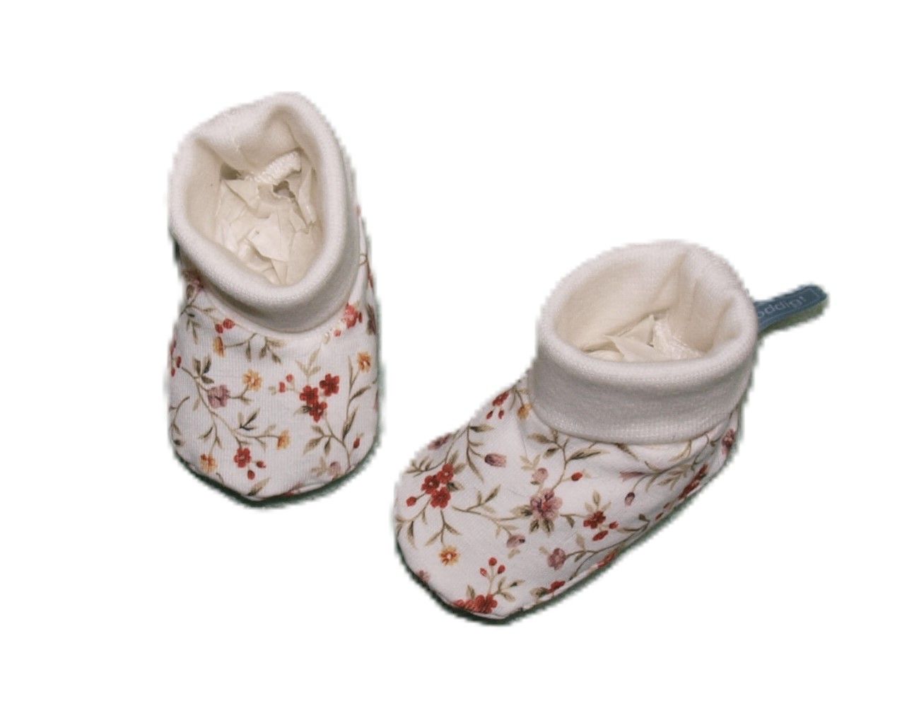 babyslofjes handgemaakt, kleine bloemetjes, meisje