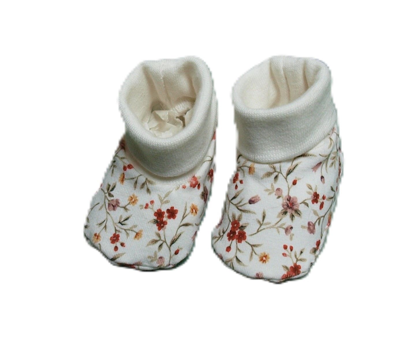 babyslofjes handgemaakt, kleine bloemetjes, meisje