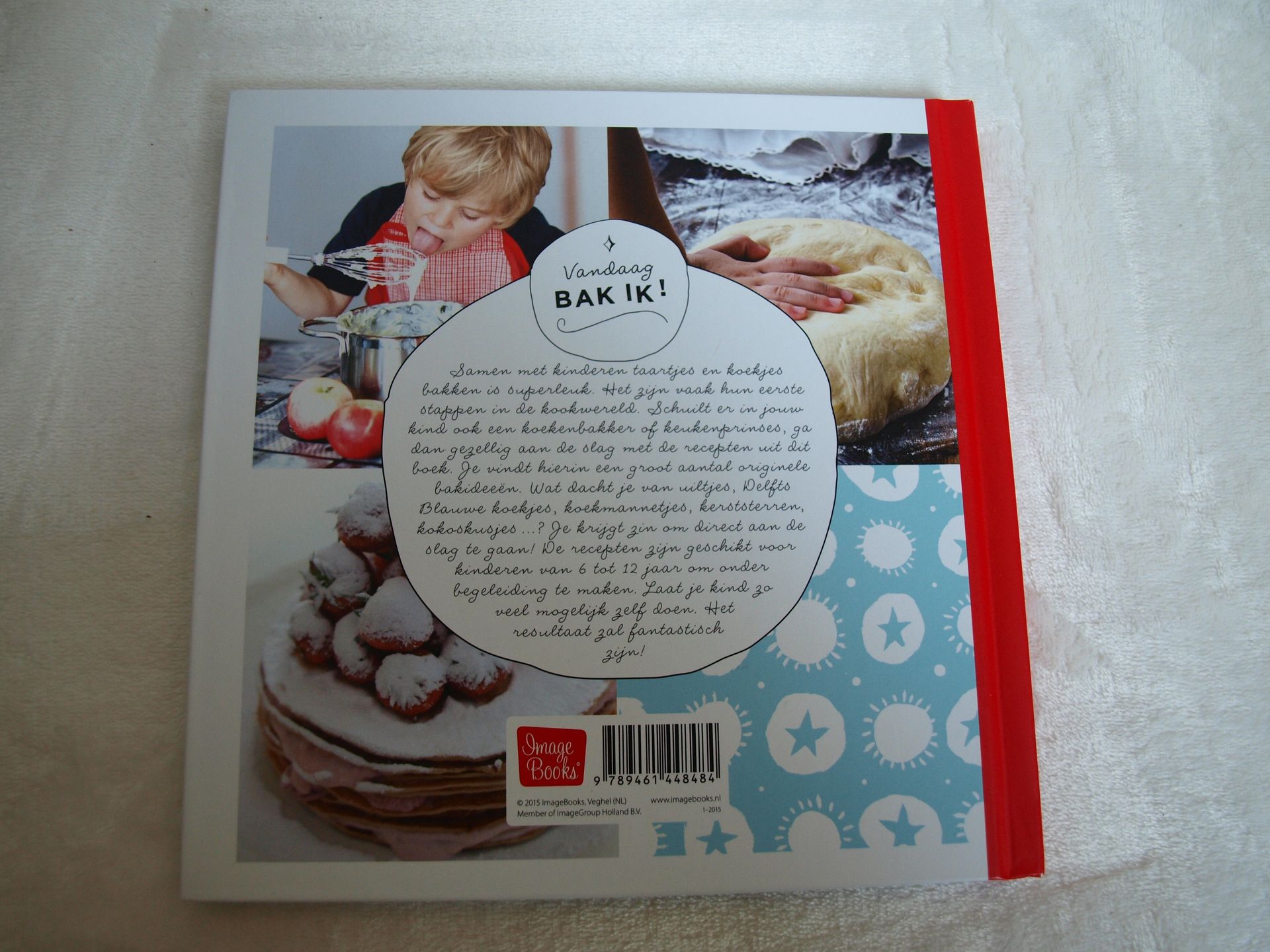 Een Kinder kook /bakboek met op de cover de tekst, vandaag bak ik