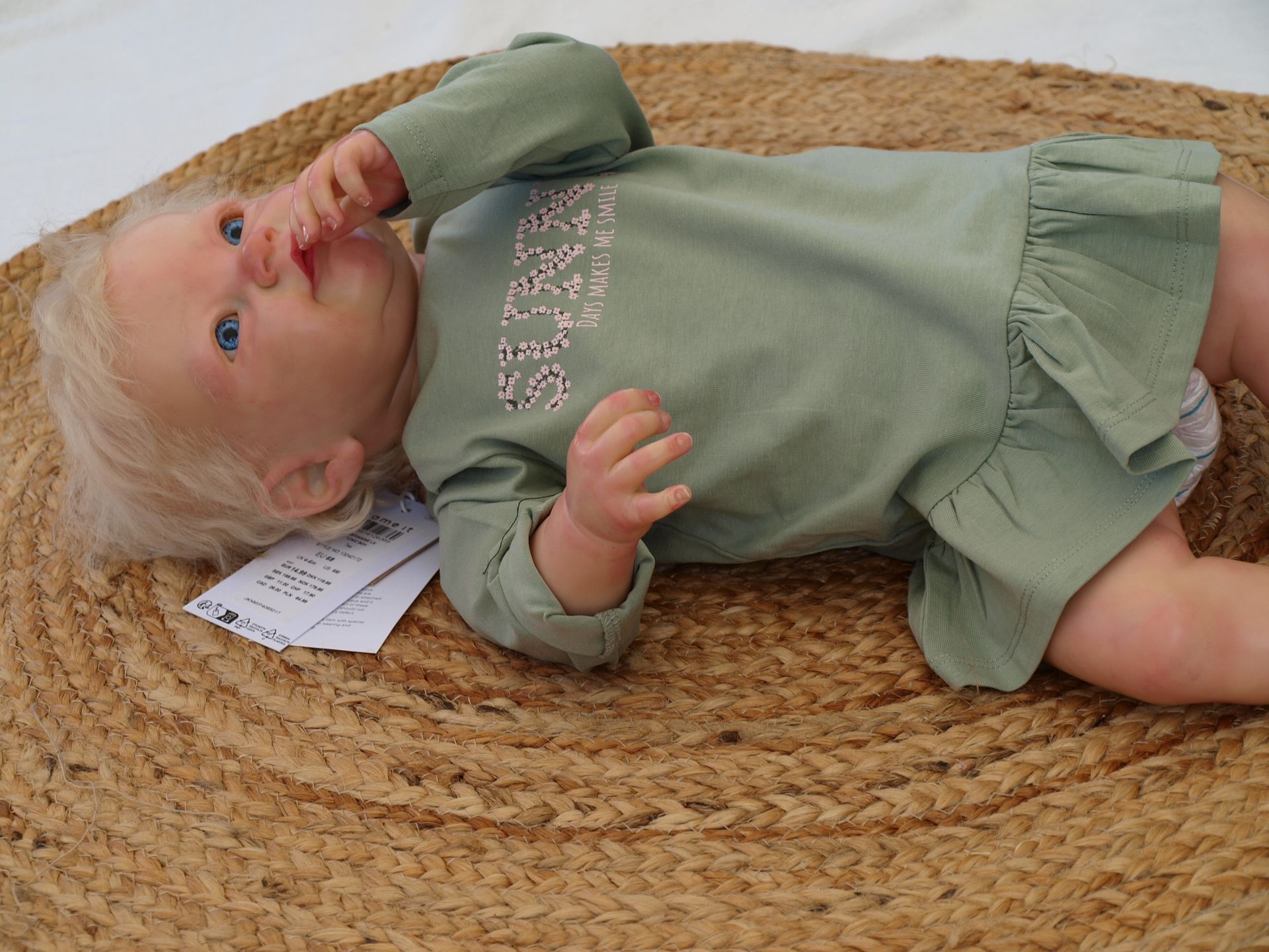 Leuk meisjes tuniekje, groen met lange mouw, voor zomer en winter, 4-6 maanden baby,