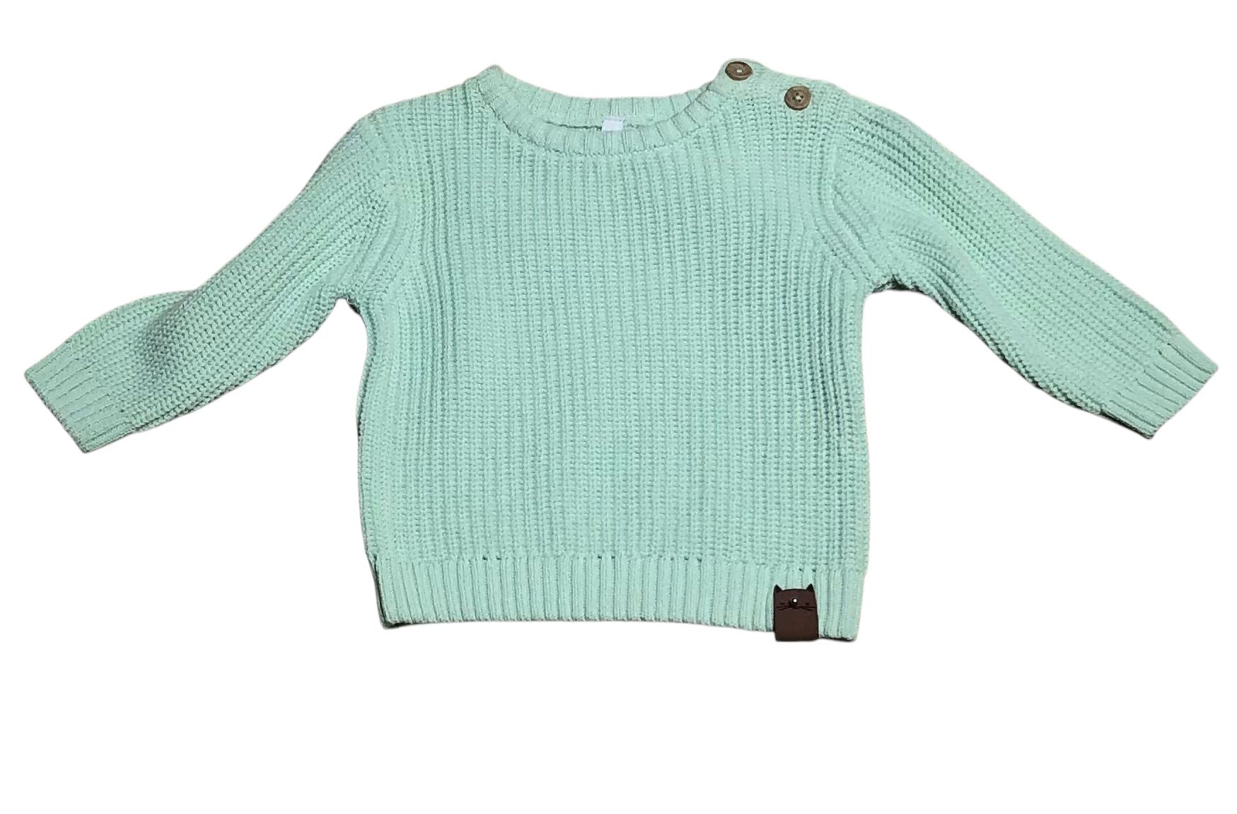 Grof gebreid mintgroen, katoenen trui voor baby, maat 62