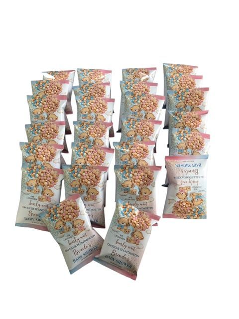 Voorbeeld chipszakjes babyshower tweeling