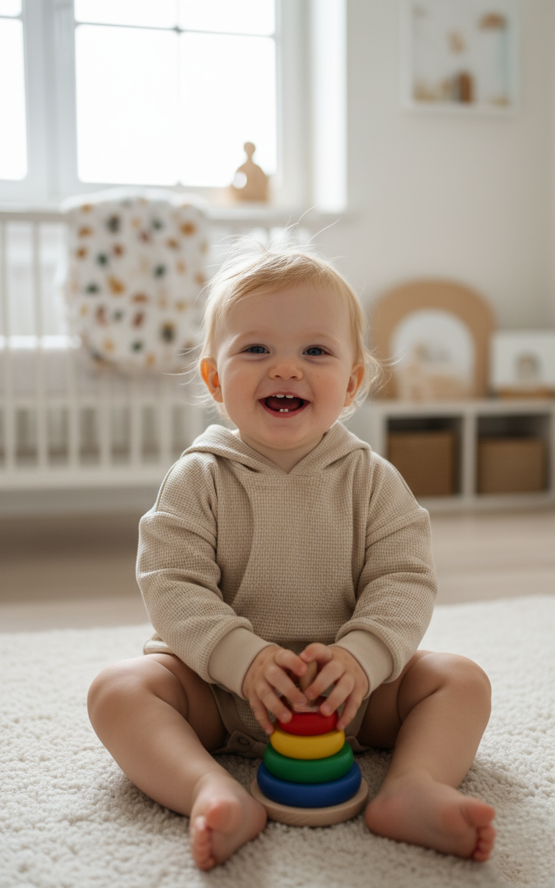 Rompertje met hoodie en lange mouw, winter babypak