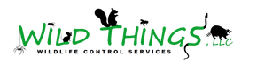 A logo for wild things wildlife control services