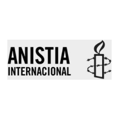 A black and white logo for anistia internacional