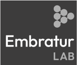 Um logotipo em preto e branco para o laboratório embratur