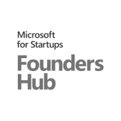 O logotipo do hub dos fundadores da microsoft para startups é preto e branco.