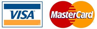 A visa and mastercard logo on a white background
