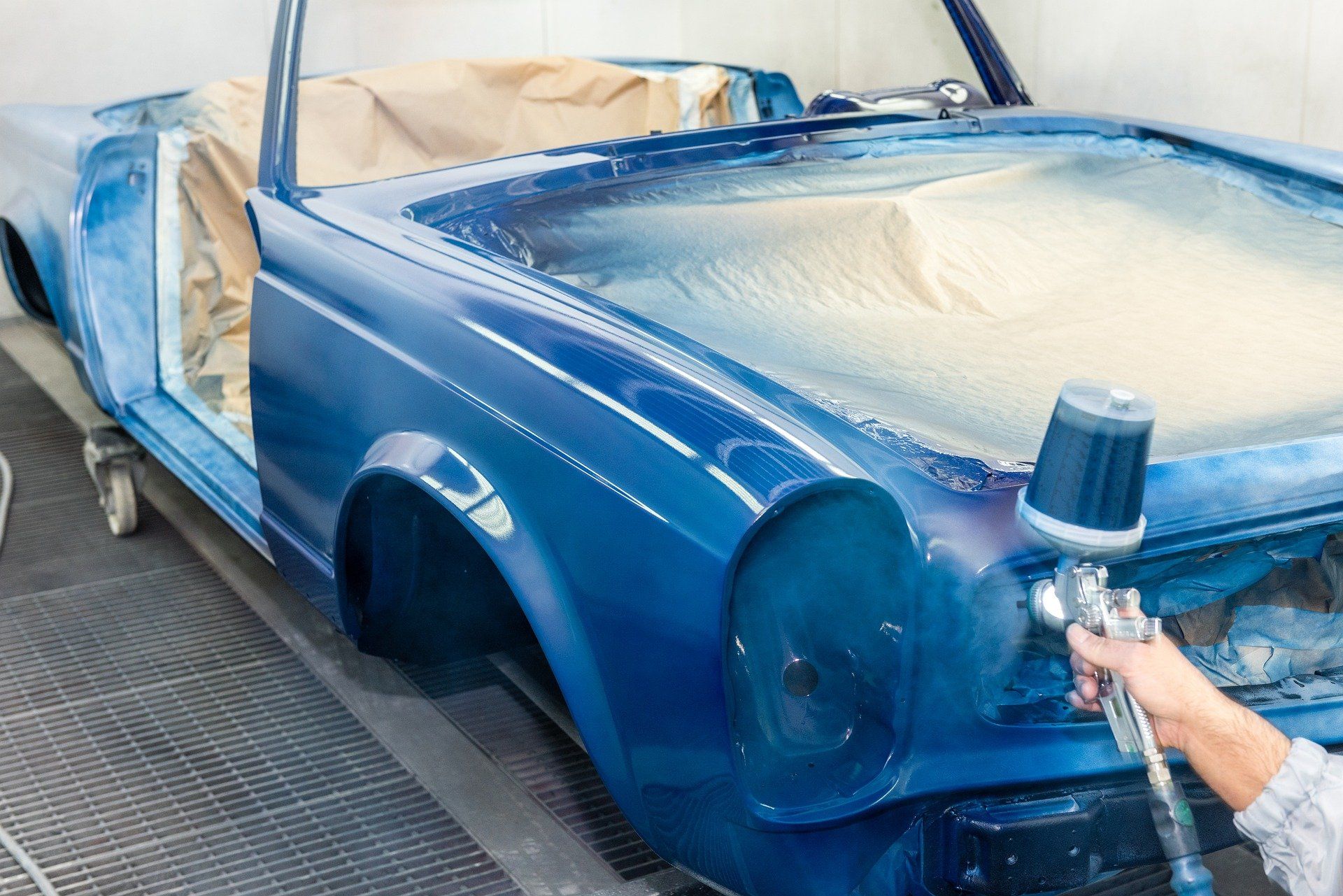 Vehicle being painted
