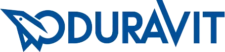 A blue and white logo for a company called duravit