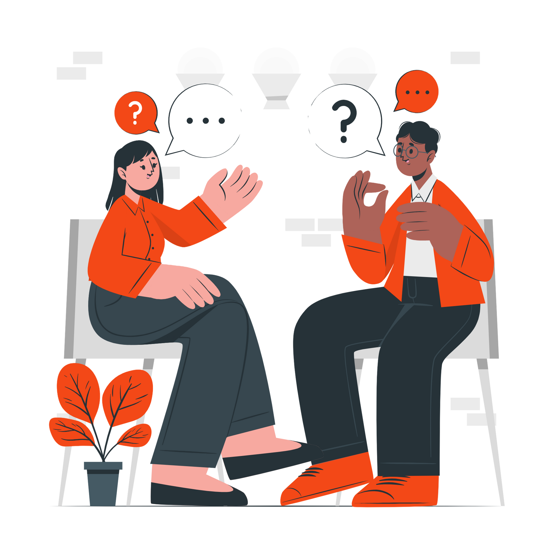 A man and a woman are sitting next to each other and talking.