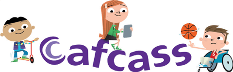 A group of children are standing next to each other in front of the word cafcass.