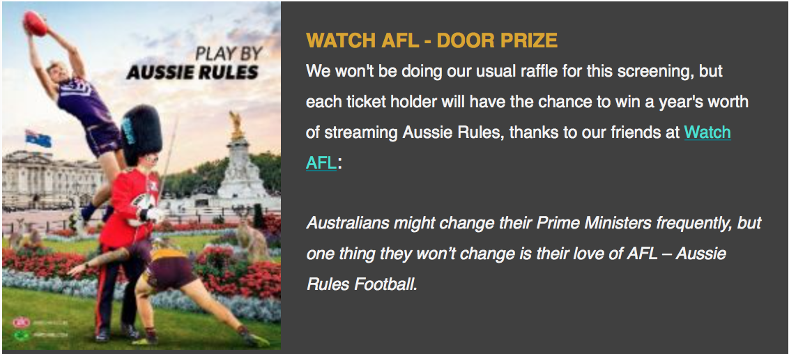 Watch AFL door prize