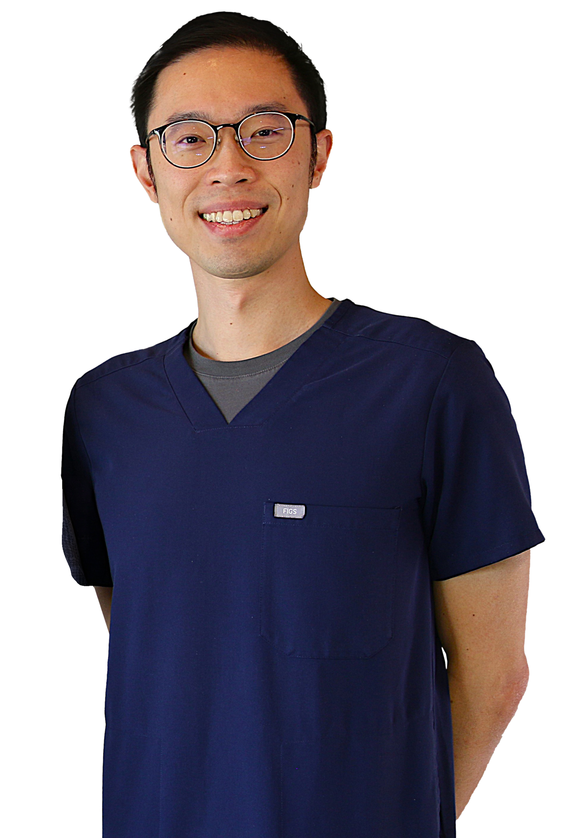 Dental implant specialist smiling portrait with glasses