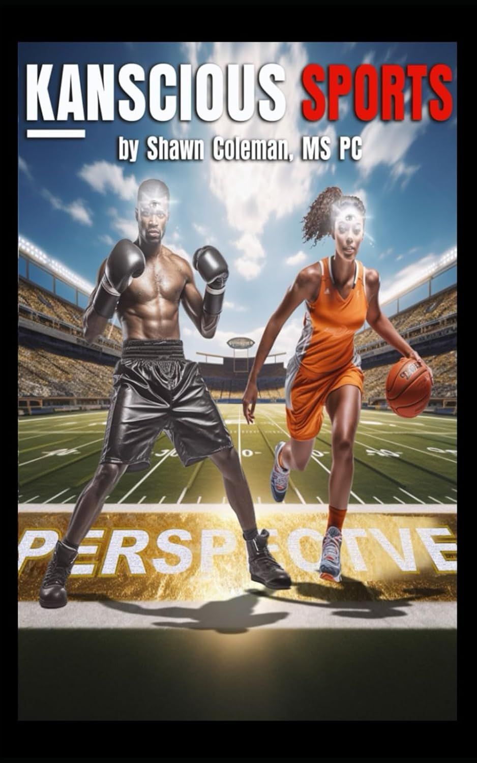 A poster for kanscious sports shows a boxer and a basketball player