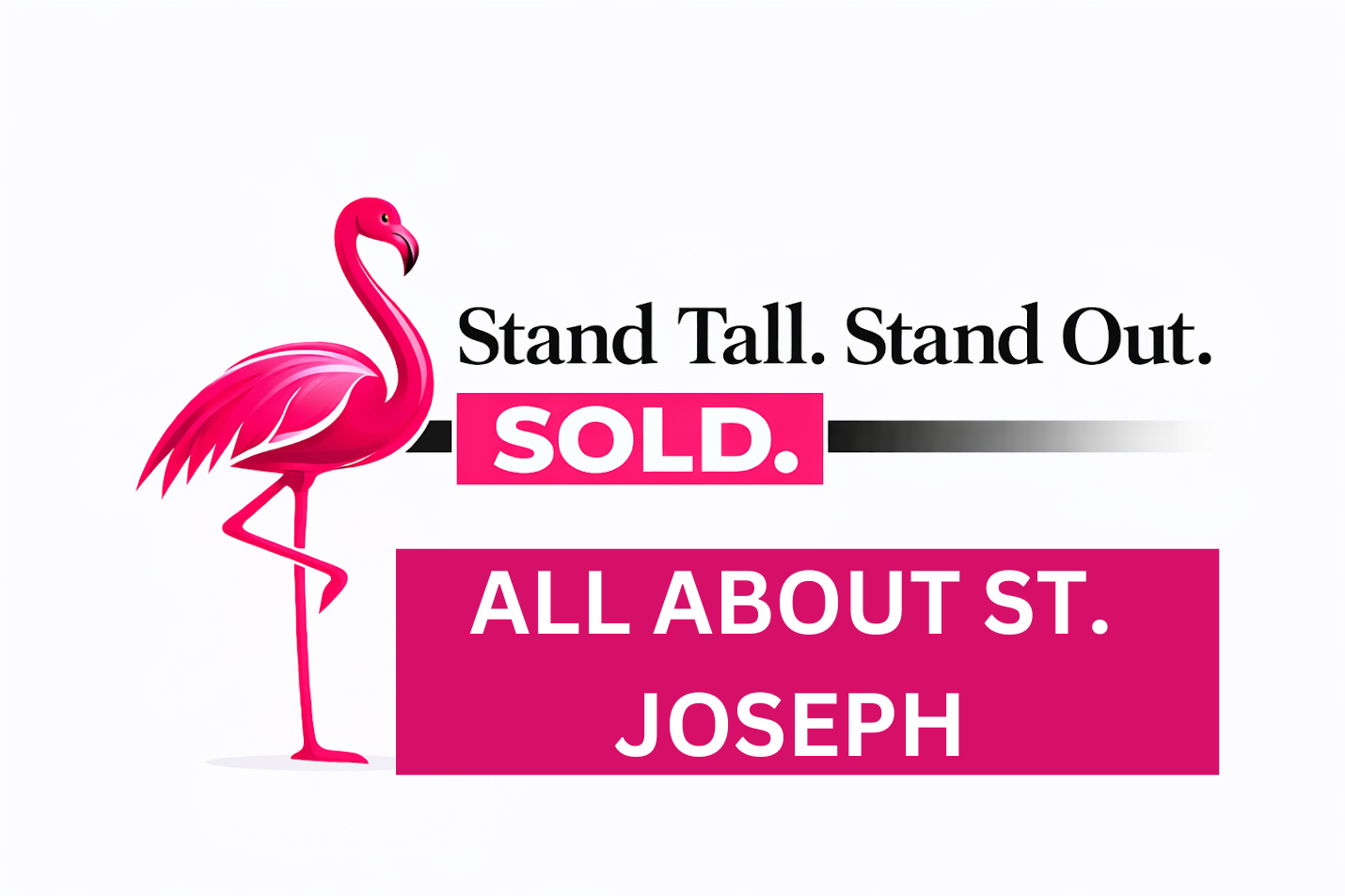 A hot pink flamingo logo with the text 