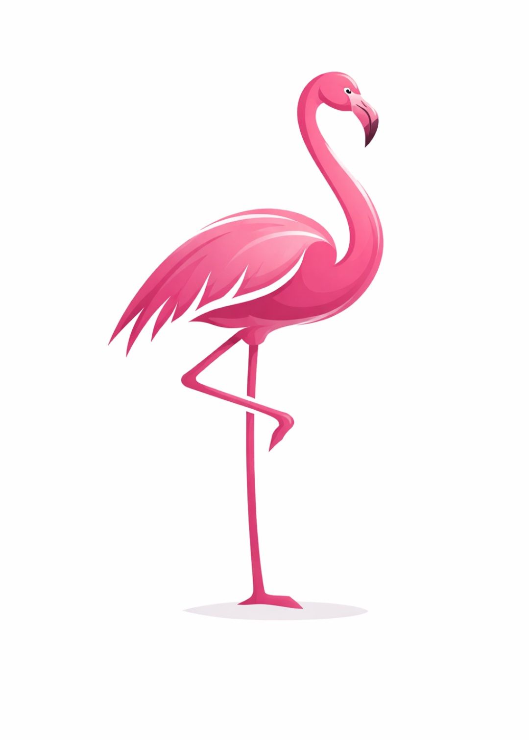 A pink flamingo standing on one leg against a plain white background.