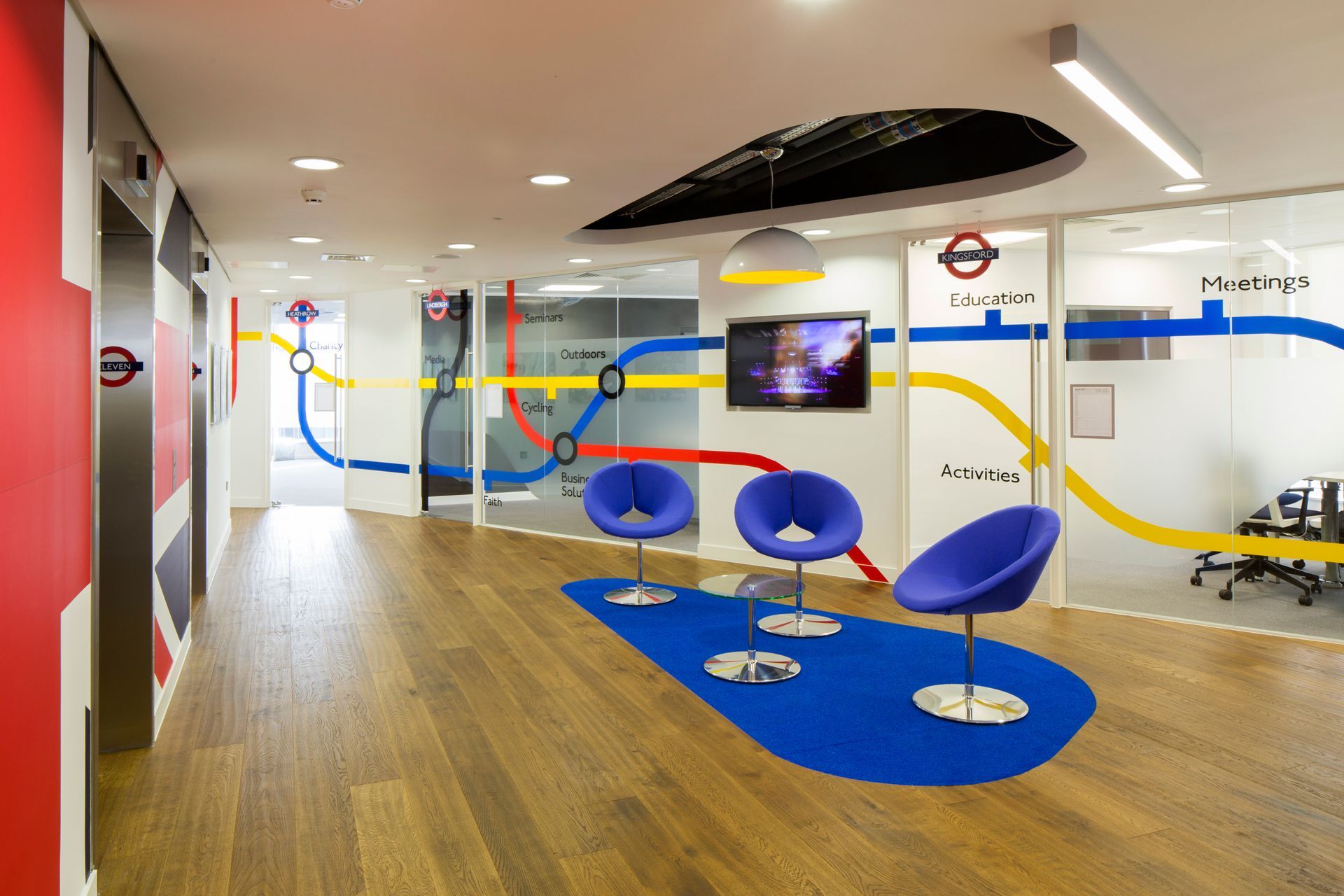 Active Network Hallway wide shot of Stained & Lacquered flooring