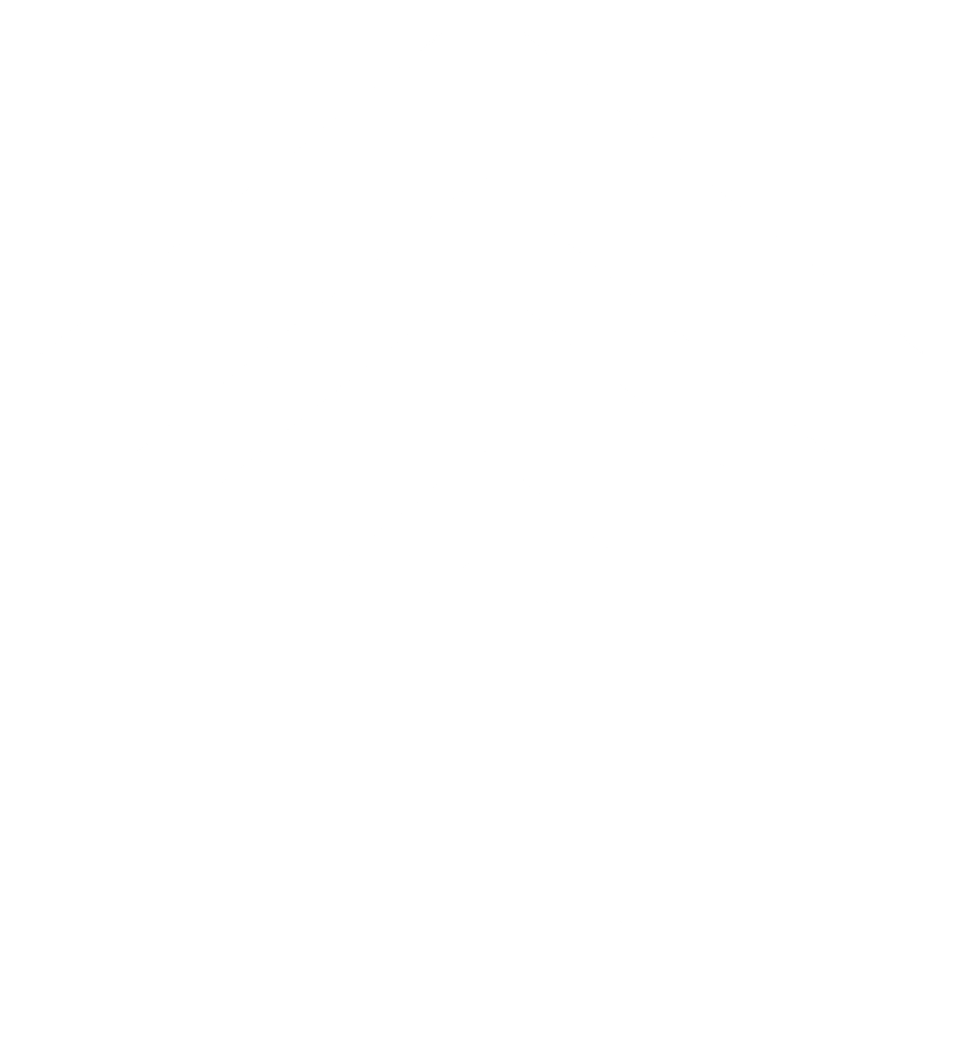 A blue house with a hammer inside of it.