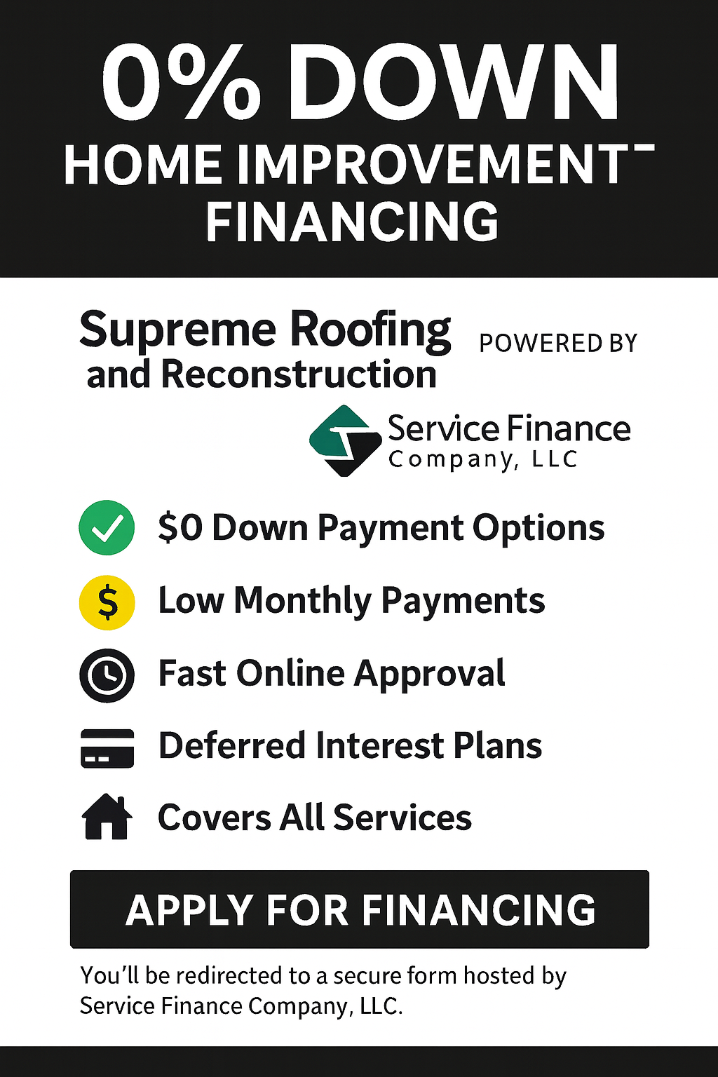 Service Finance Company — 0% Down Home Improvement Financing