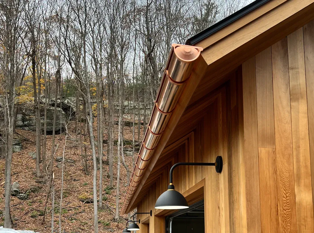 Copper gutters on upscale home