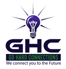 Logo: A blue lightbulb with rays, over "GHC" and "GO HARD CONNECTIONS." "We connect you to the Future" below.