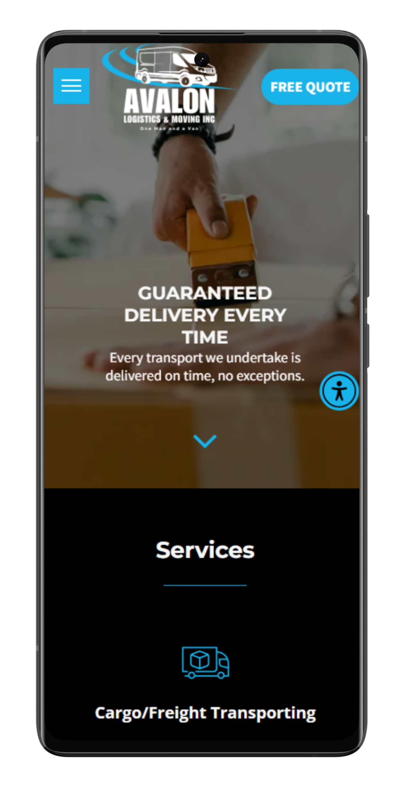 Mobile phone screen showing a website for pet illustrations. 