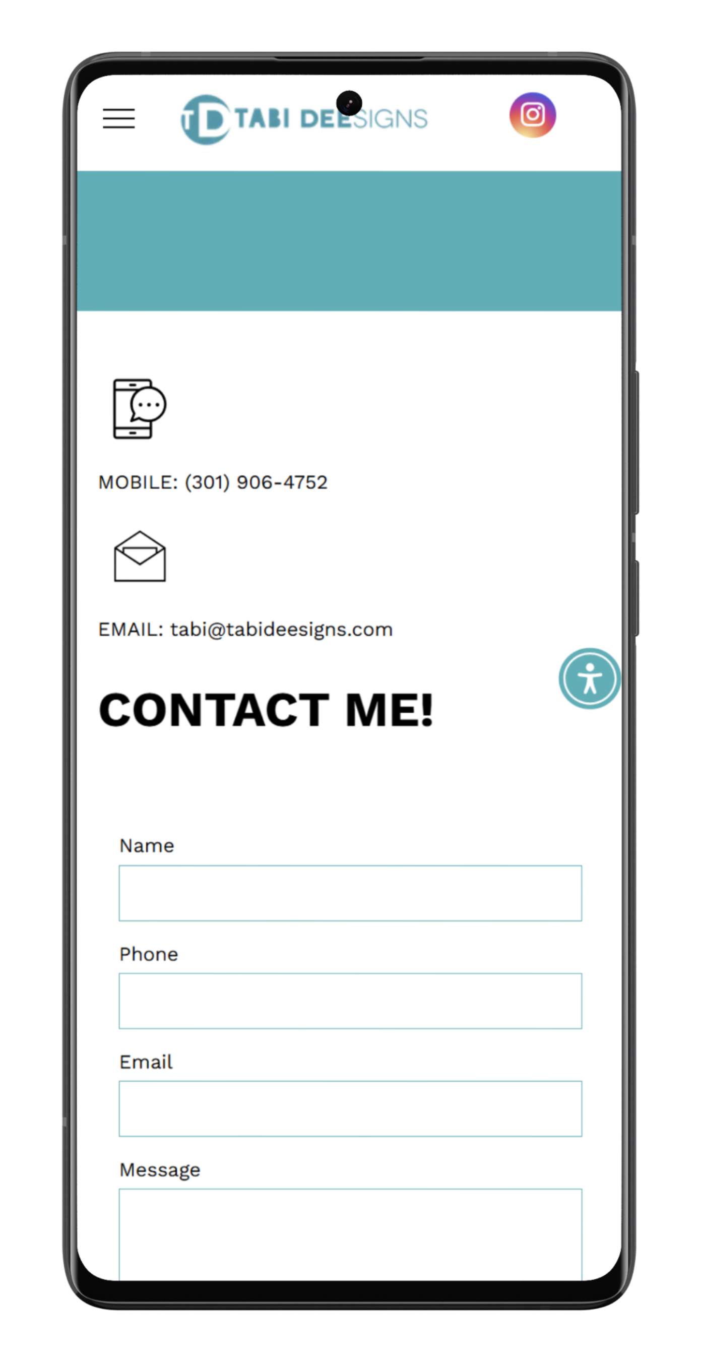 Smartphone displaying a website with notepads featuring a space-themed design.
