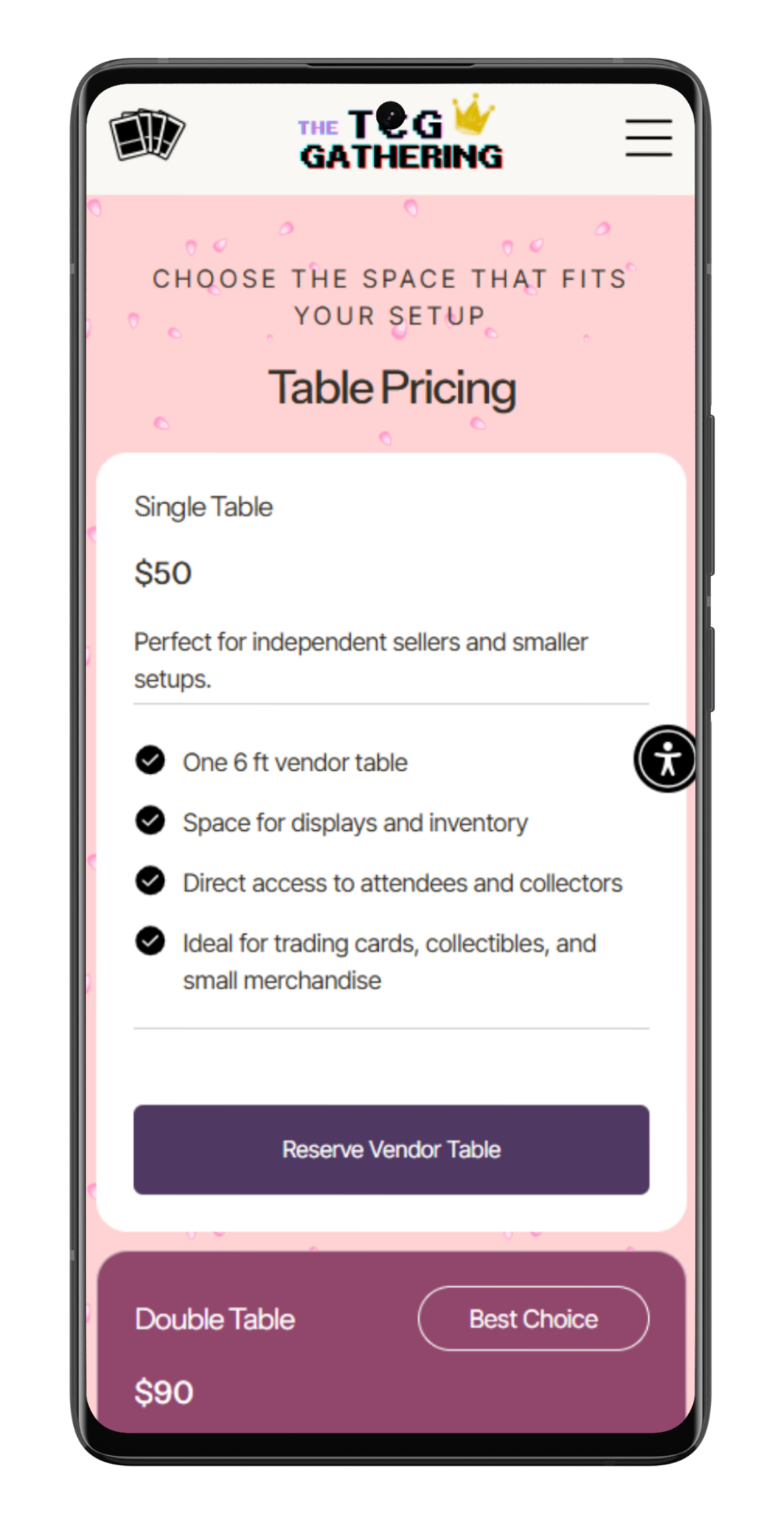 Mobile screen showing
