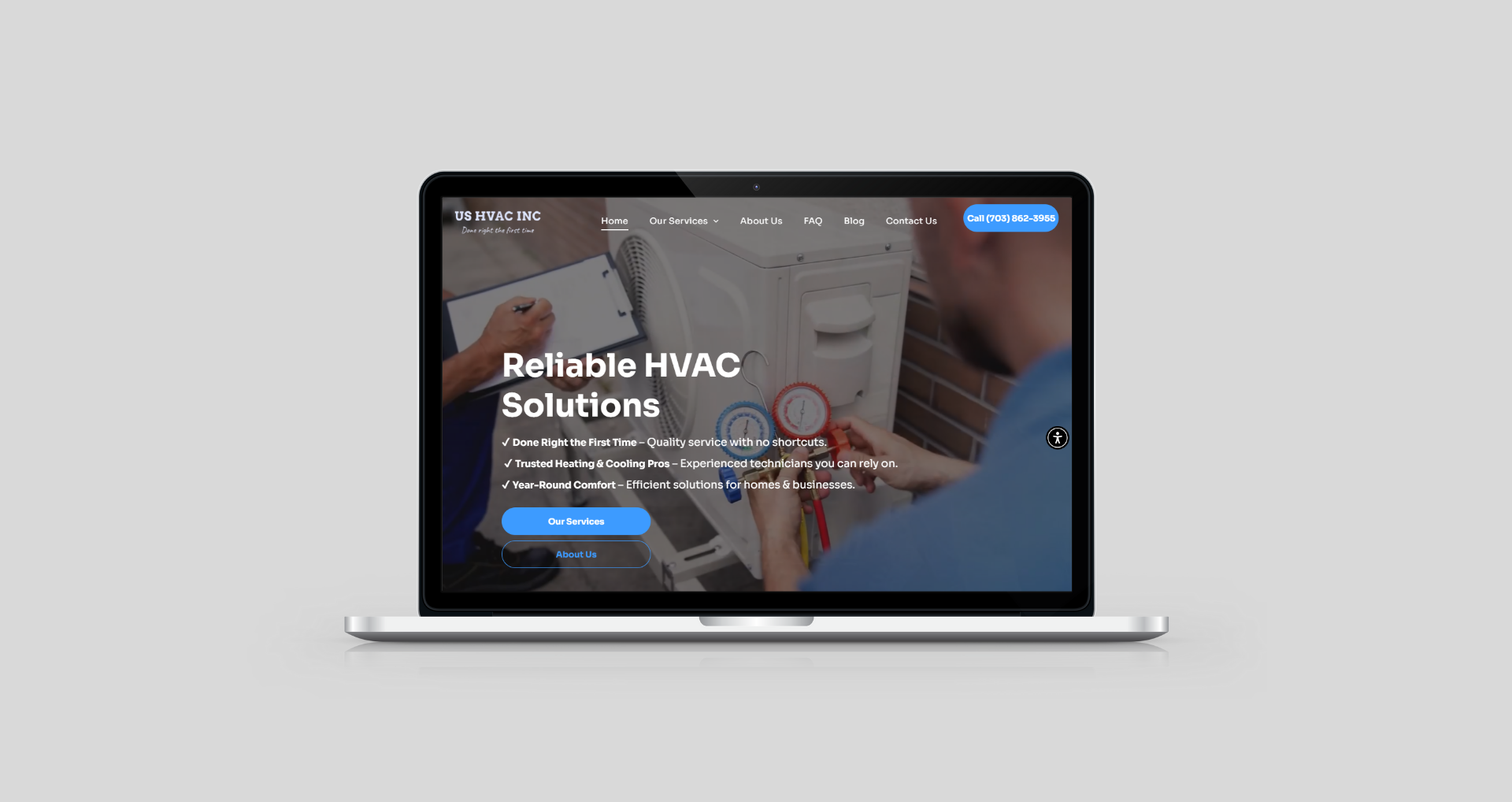 Laptop displaying a website with 
