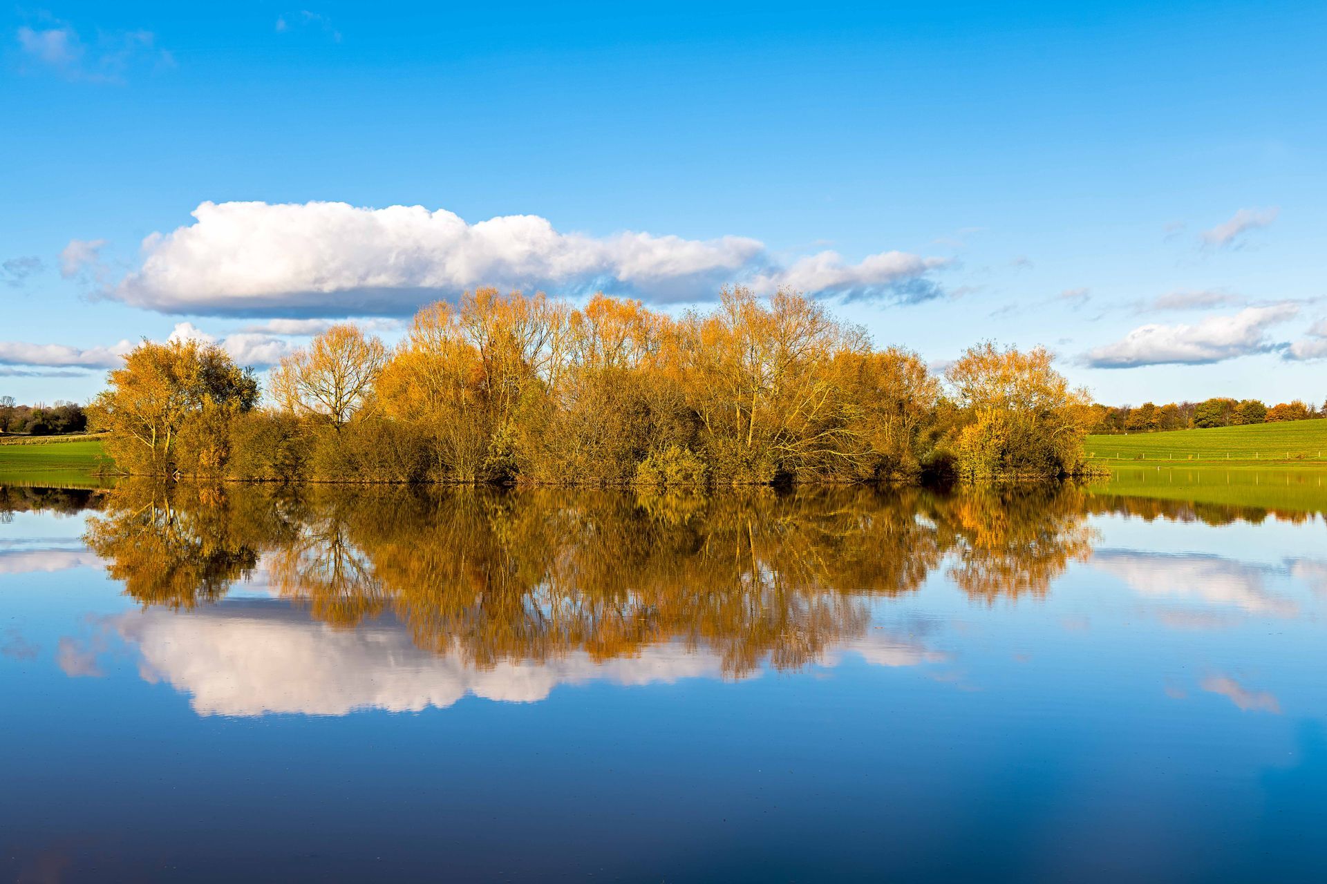 Flooded fields by Hewick bridge, Ripon, North `Yorkshire