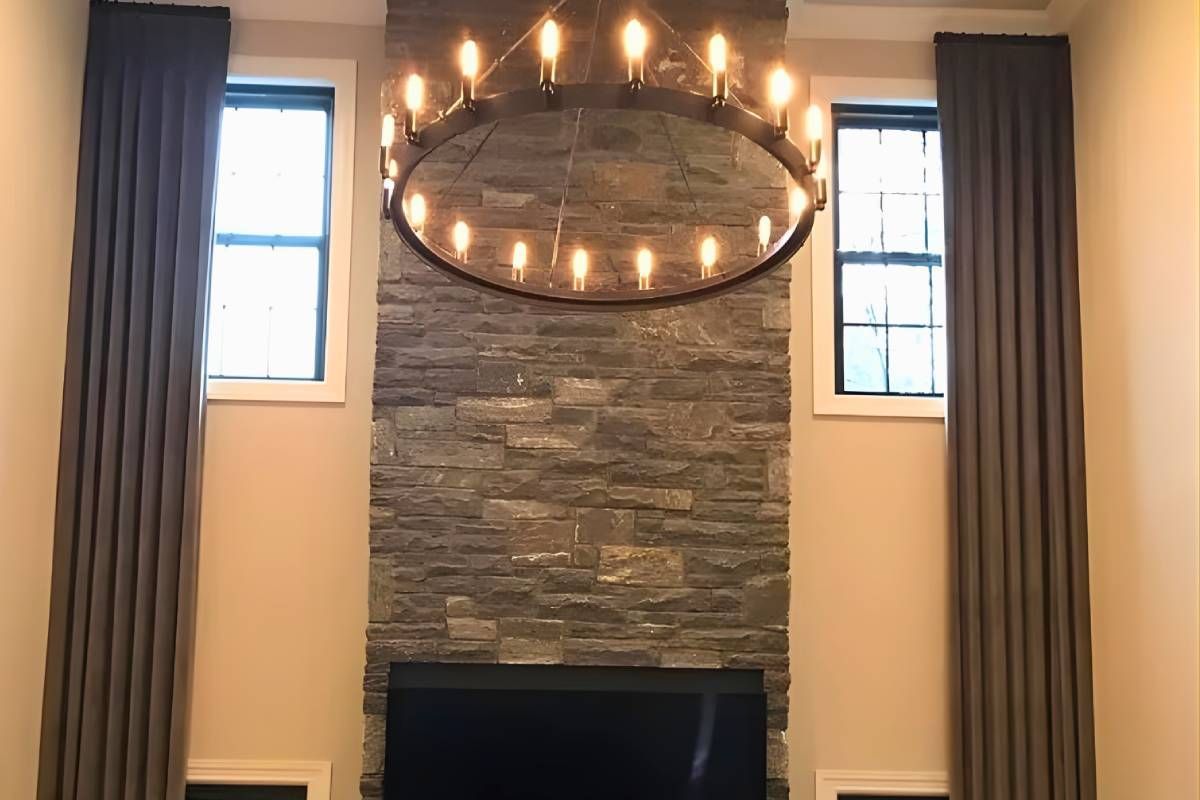 Tall custom drapery in a tall room near Manasquan, New Jersey  (NJ)