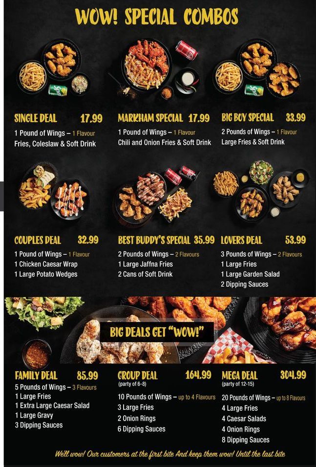 A menu for a restaurant with a lot of food on it.
