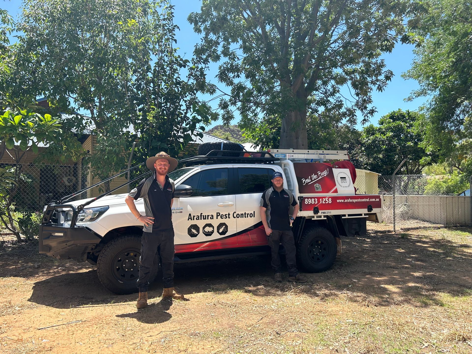 Pest Control Trucks Parked On Road  — Arafura Pest Control Darwin In Halls Creek, WA