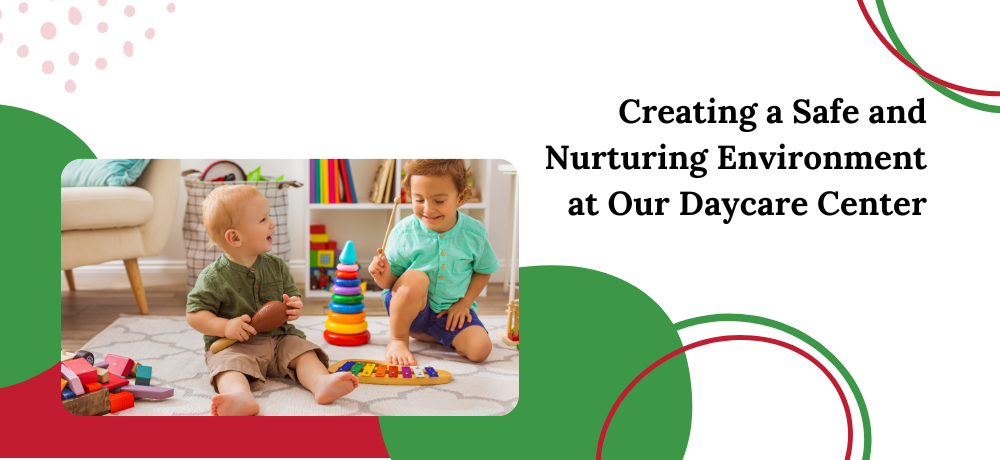 Two children playing in a daycare setting; text reads 