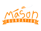 The logo for the mason foundation is orange and white