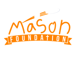 The logo for the mason foundation is orange and white