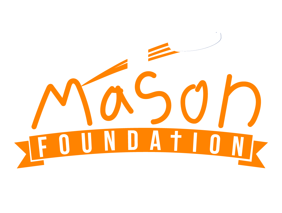 The logo for the mason foundation is orange and white