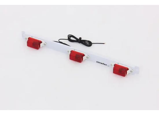Identification Light Bar for Trucks and Trailers - Incandescent - White Steel Base - Red Lens