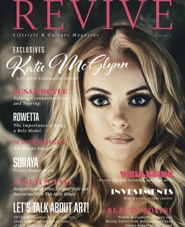 Katie McGlynn's cover for Greater Manchester and Cheshire lifestyle magazine Revive